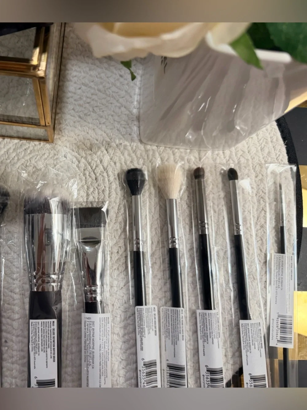 10 Piece Black/Silver Morphe Makeup Brush Set & Lancôme Paris Cosmetic Bag- New✨